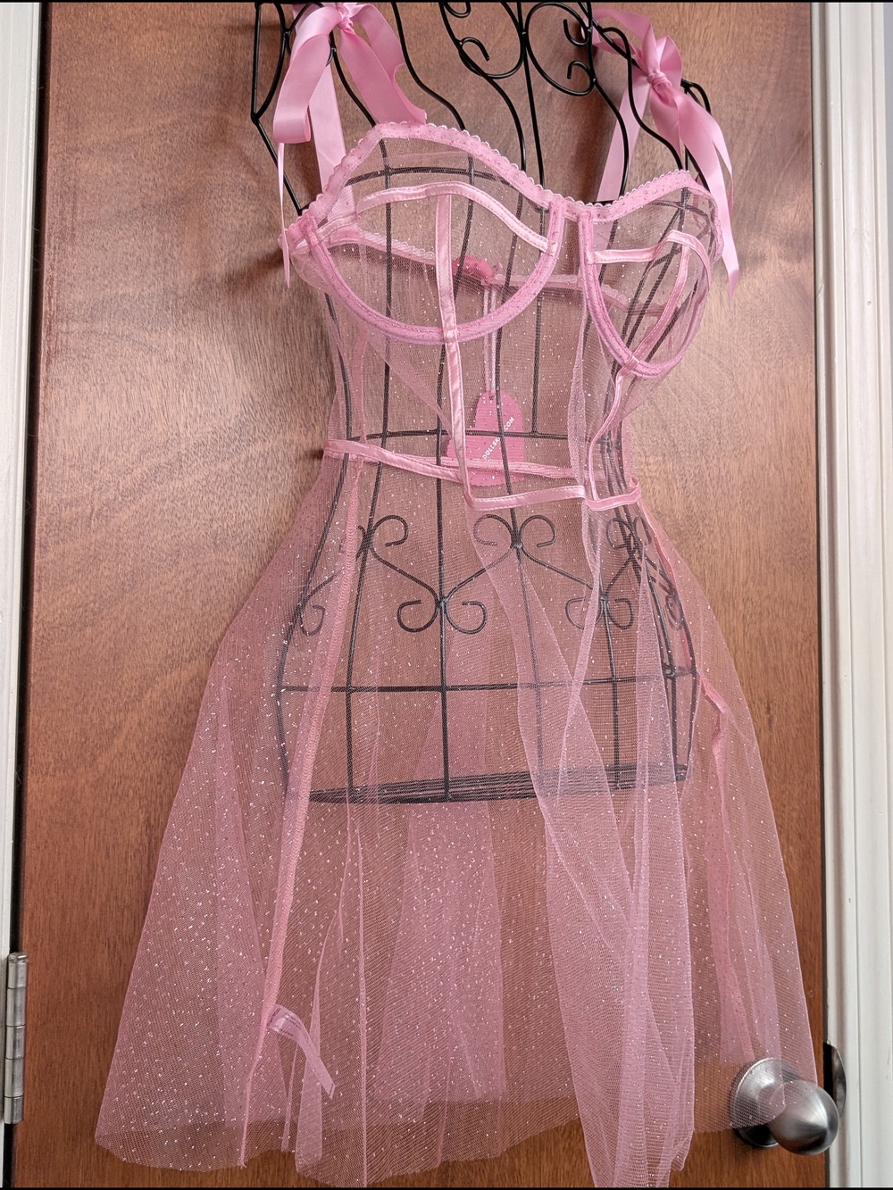 Dolls Kill Pale Pink Sheer Mesh Babydoll with Sparkle Bundle